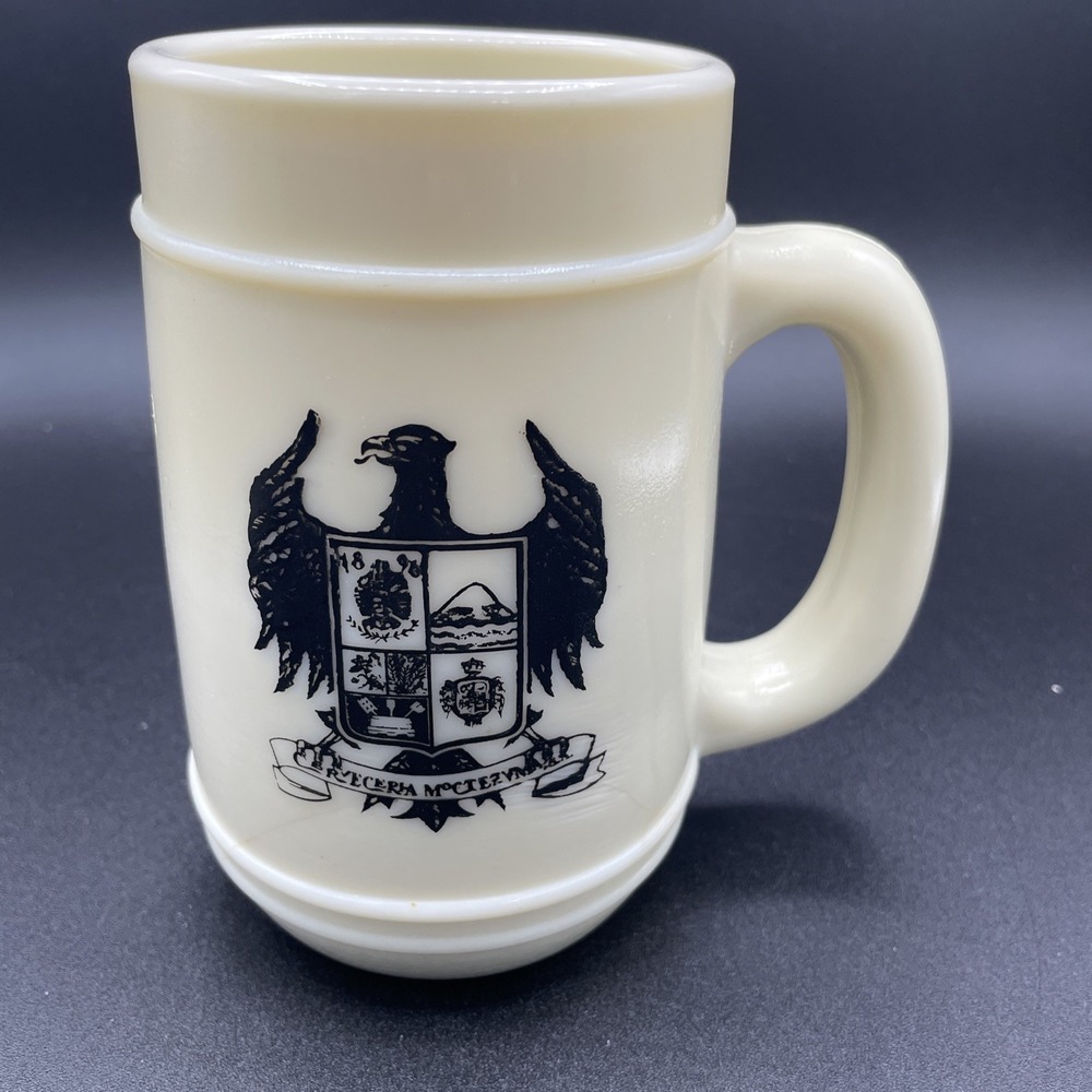 Vintage CERVECERIA MOCTEZUMA Heavy Vanilla Milk Glass Mexican Beer Stein